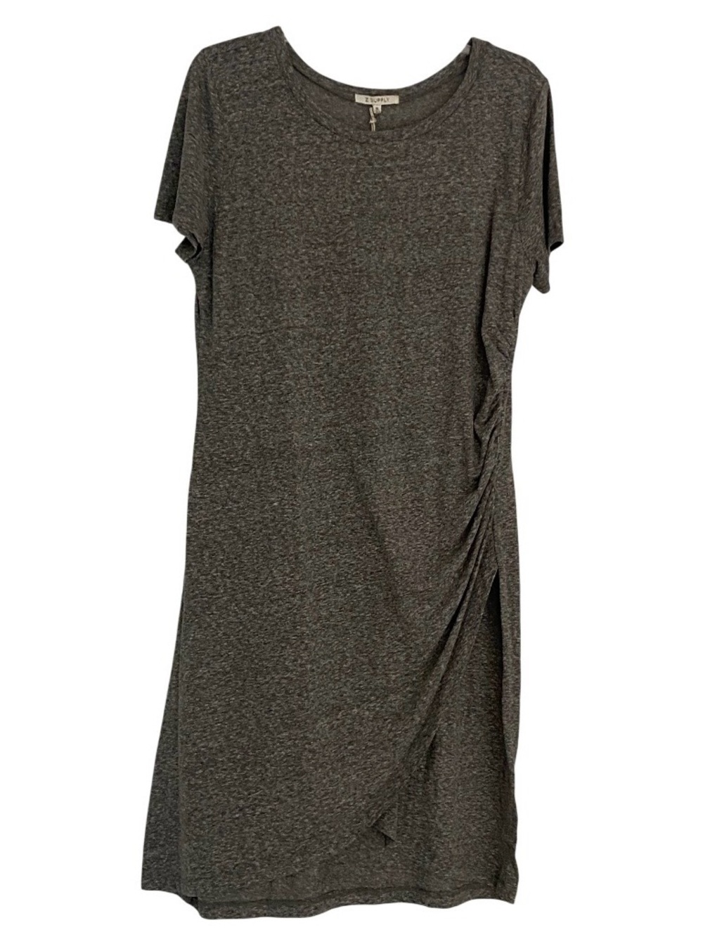 Z Supply Heather Gray Side-Ruched Tee Dress